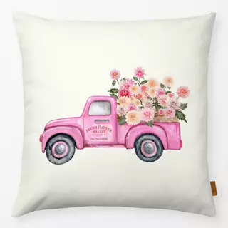 Kissen Blumen Laster Pink Dahlien