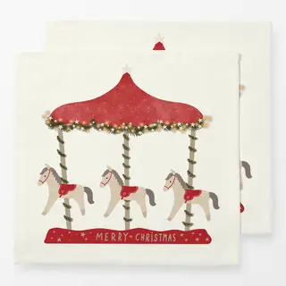 Servietten Karussel mit Pferden Weihnachten