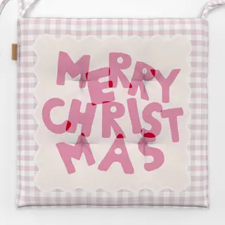 Sitzkissen Merry Christmas Pink Gingham Karo