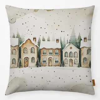 Kissen Weihnachts Dorf mit Schnee