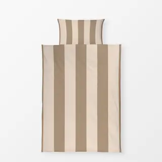 Bettwäsche Beige Braun Herbst Streifen