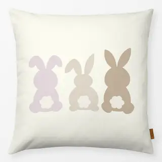 Kissen Drei Hasen Lila Beige