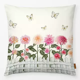 Kissen Cottage Summer Blumen am Zaun