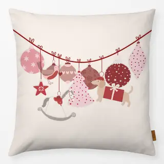 Kissen Rosa Rot Weihnachtsschmuck mit Dackel