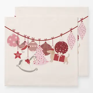 Servietten Rosa Rot Weihnachtsschmuck mit Dackel