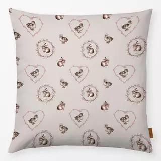 Kissen Hasen Enten Kranz Beige