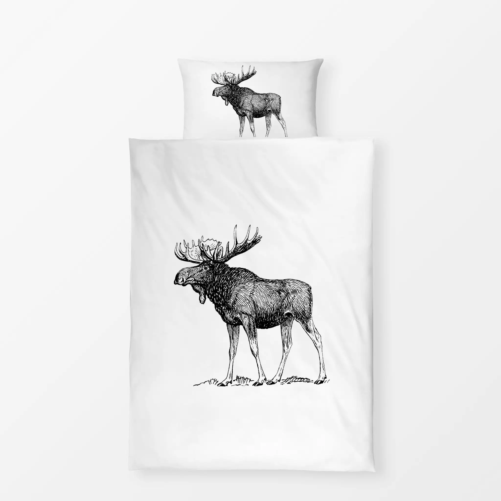 Bettwäsche Vintage Holidays Moose Elch - Tiere, Weihnachten, Retro & Vintage - von „Monika Strigel"; Weihnachten, Scandianvi...