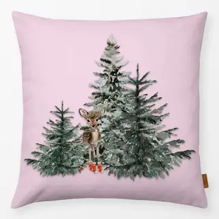 Kissen Kleines Reh im Wald Pink