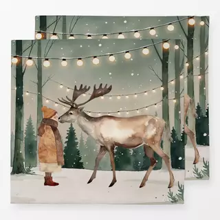 Servietten Cozy Xmas Hirsch Lichterkette