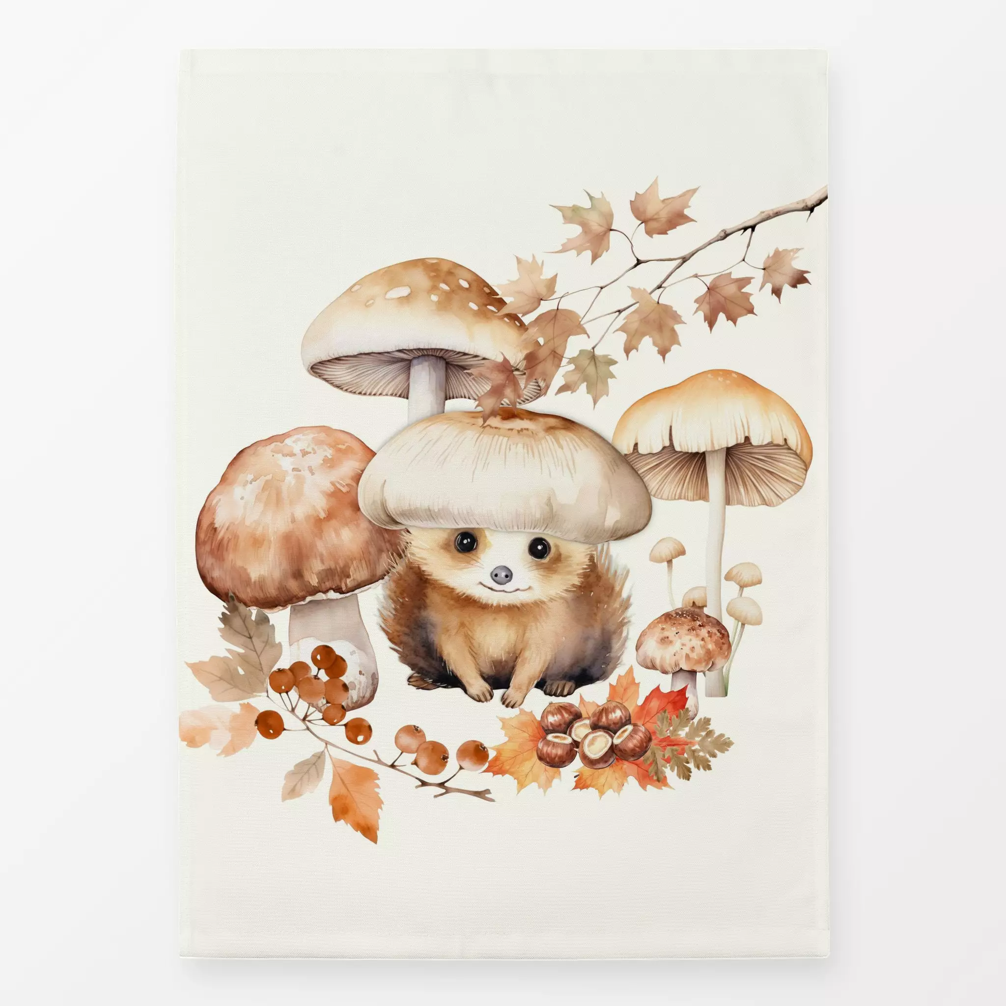 Geschirrtücher Igel Pilze Herbst - Herbst, Kinderzimmer & Motive für Kinder, Tiere - von „Monika Strigel"; Beeren, Igel, Her...