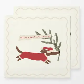 Servietten Dackel Merry Christmas Spruch