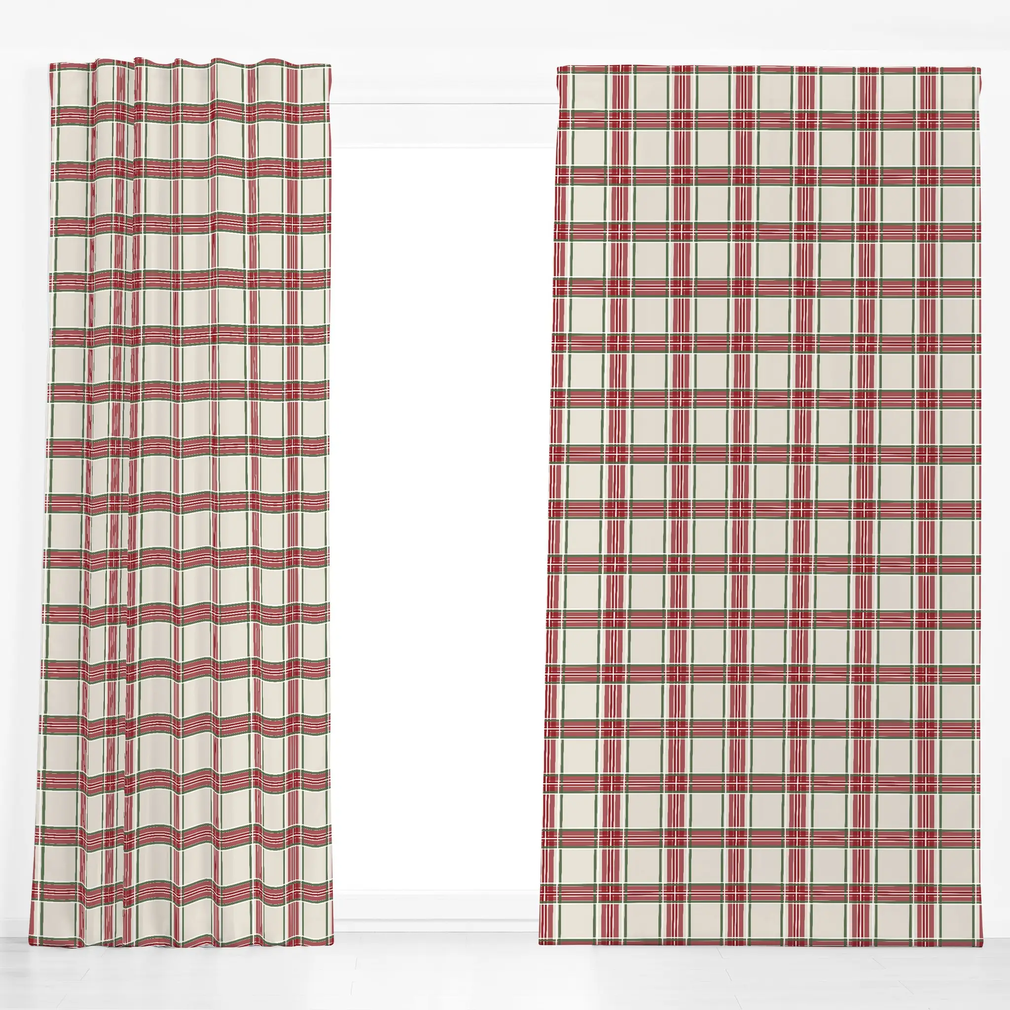 Dekovorhang Gingham Old England - Weihnachten, Symbole & Muster - von „Monika Strigel"; Weihnachten, landhaus, kariert, ging...