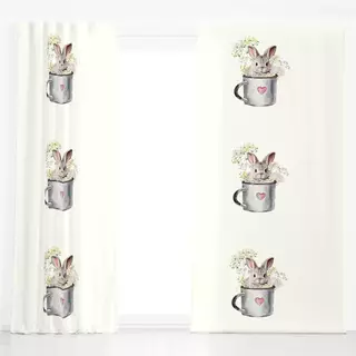 Dekovorhang Cottage Spring Hase in Tasse