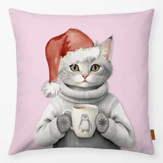 Kissen Cozy Katze mit Tasse