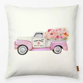 Kissen Cottage Summer Truck 1 Creme