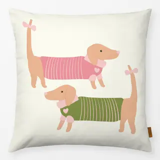 Kissen Dackel Duo Rosa Grün