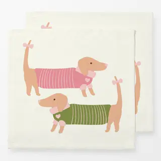 Servietten Dackel Duo Rosa Grün