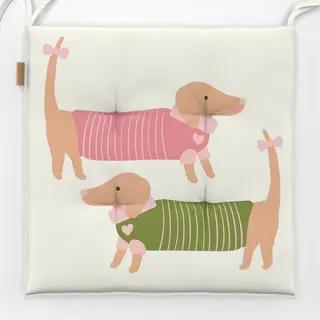 Sitzkissen Dackel Duo Rosa Grün