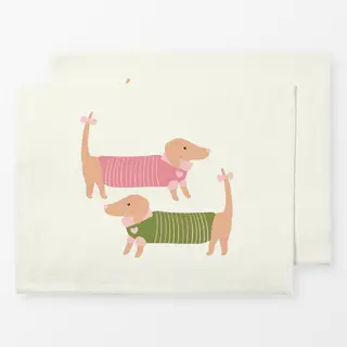 Tischset Dackel Duo Rosa Grün