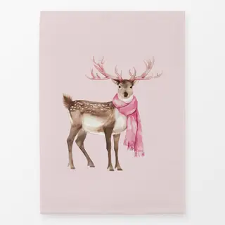 Geschirrtücher Hirsch mit Schal Rosa