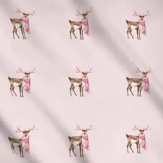 Meterware Hirsch mit Schal Rosa
