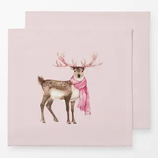 Servietten Hirsch mit Schal Rosa