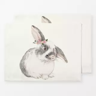 Tischset Hase mit Blumenkranz Schlappi