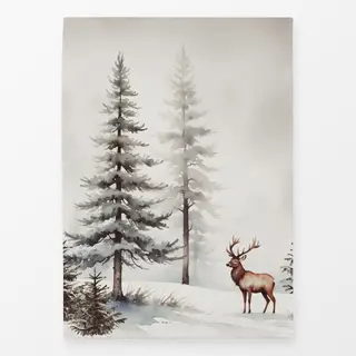 Geschirrtücher Hirsch im Winterwald 1