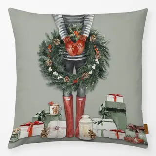 Kissen Cottage Christmas Girl Green
