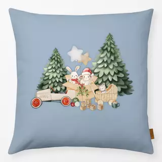 Kissen Holly Jolly X-Mas blau
