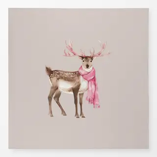 Tischdecke Hirsch mit Schal Beige