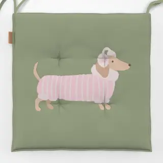 Sitzkissen Dackel mit Pulli Rosa Winter