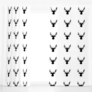 Dekovorhang Hirsch Schwarzweiss