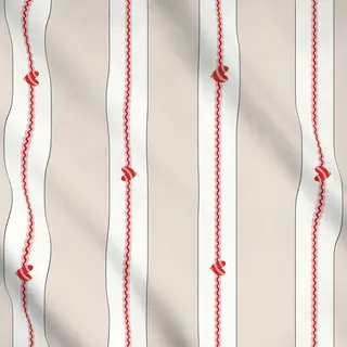 Meterware Beige mit Weiss gestreift