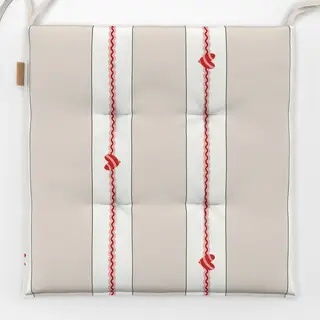 Sitzkissen Beige mit Weiss gestreift