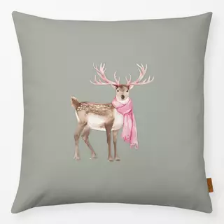 Kissen AlpenChic Hirsch mit Schal