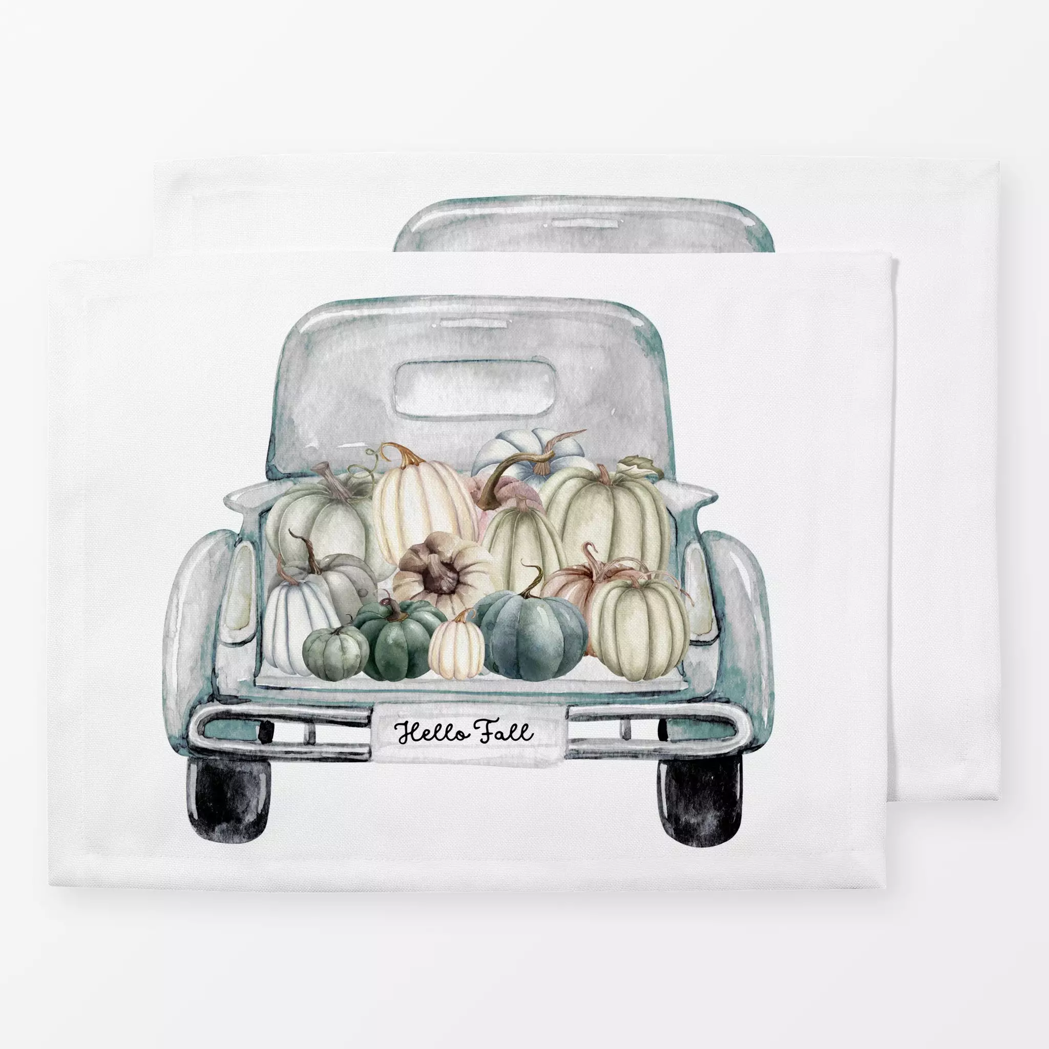 Tischset Pumpkin Truck - Herbst, Retro & Vintage, Gemüse - von „Monika Strigel"; Retro, vintage, Herbst, shabby, mint, Lastw...