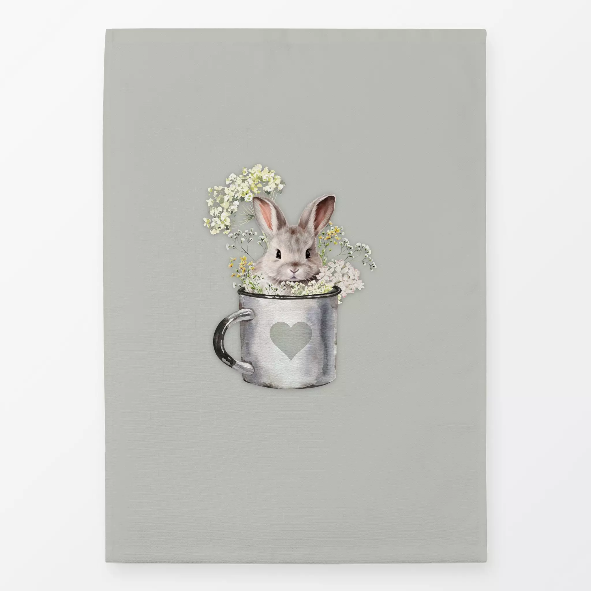 Geschirrtücher Hase in Tasse - Salbei Grün - Frühling, Sommer, Tiere - von „Monika Strigel"; Hase, Geburt & Baby, niedlich, ...