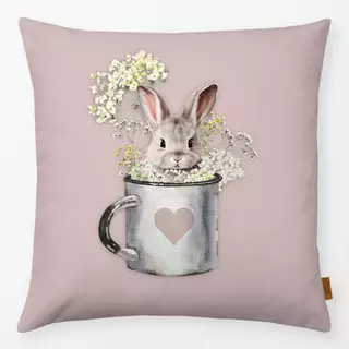 Kissen Hase in Tasse Blume Rosa