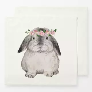 Servietten Hase mit Blumenkranz Mopsi