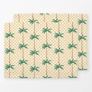 Tischset Palm trees on checks - yellow