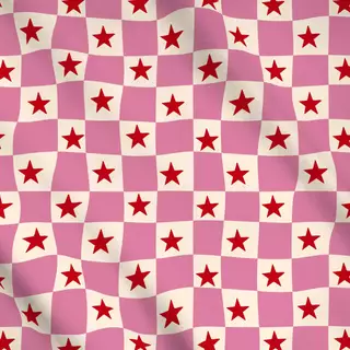 Meterware Karo und Sterne Pink