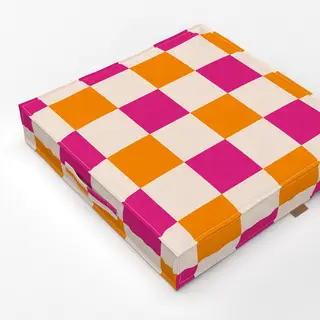 Bodenkissen Color Checks Pink Orange