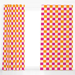 Dekovorhang Color Checks Pink Orange