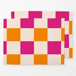 Tischset Color Checks Pink Orange