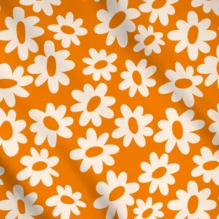 Meterware Flower Pattern Orange