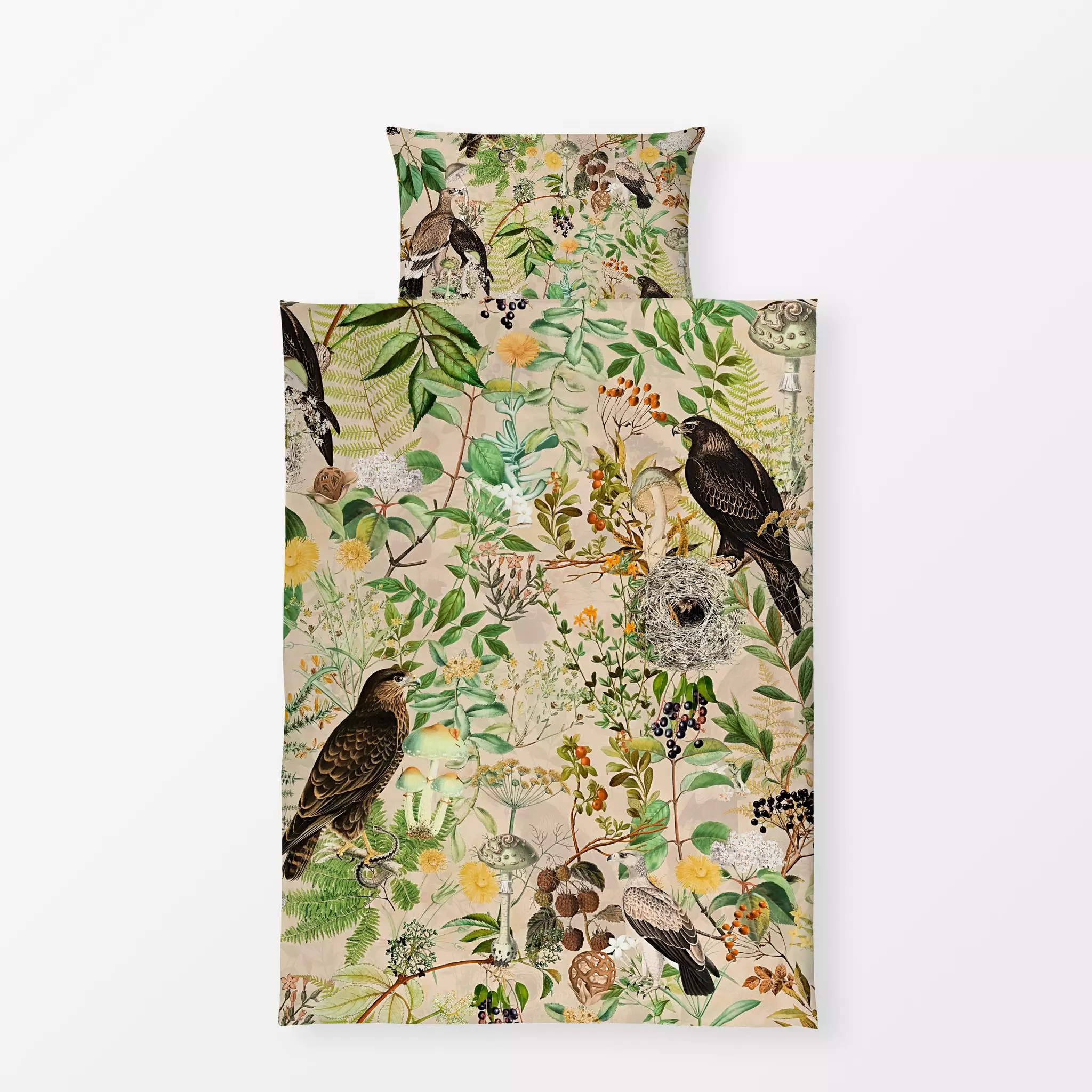 Bettwäsche Bezaubernder Herbst Wald 1 - Blumen & Florales, Tiere - von „Uta Naumann"; Farn, Wald, Vogel, Wildtiere, floral, ...