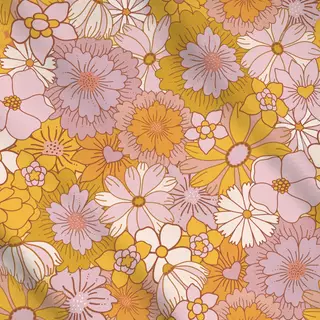 Meterware Retro Sommer Blumen 1
