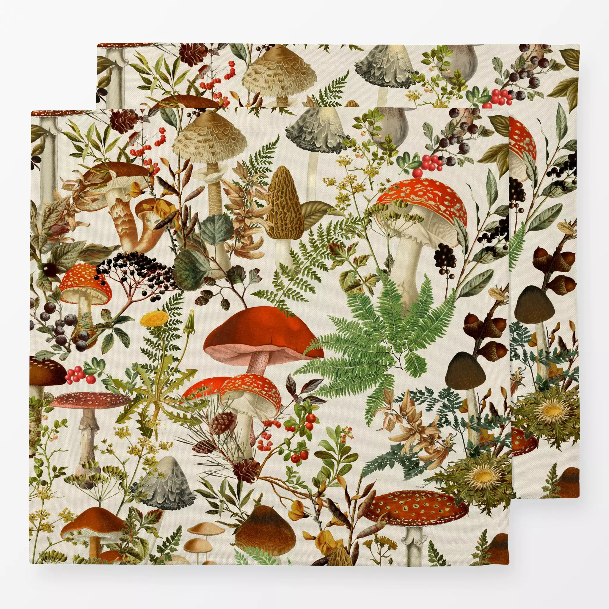 Servietten Herbst Wald - Pflanzen & Botanik, Retro & Vintage - von „Uta Naumann"; boho, Farn, Beeren, Wildblumen, Wald, Bota...