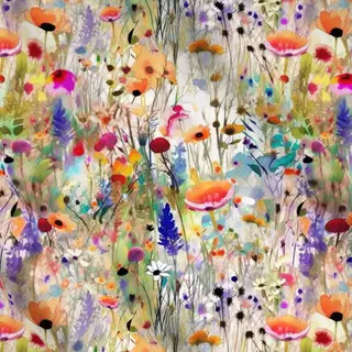 Meterware Abstrakte Wildblumen Wiese